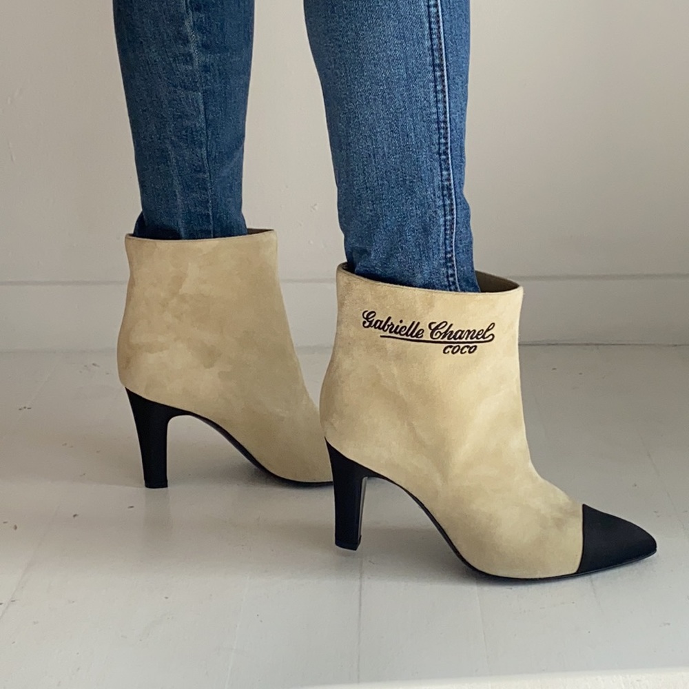Chanel suede ankle booties
